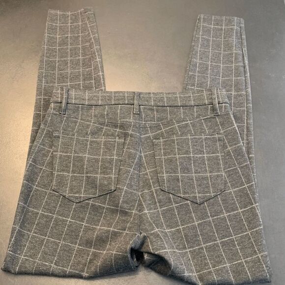 LOFT Women's Plaid Mid-Rise Flat Front Skinny Ankle Pants Gray White Size 4 - Picture 6 of 8